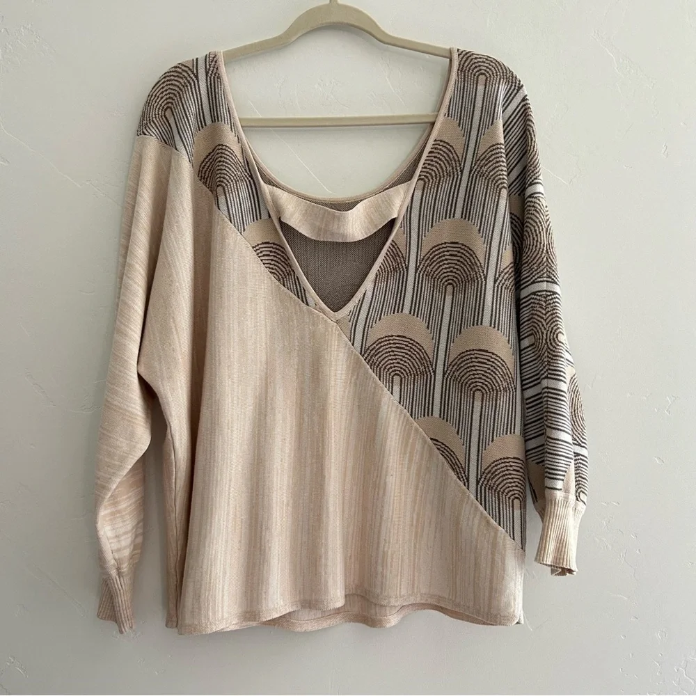 Anthropologie Daily Practice Knit Sweater Dolman Sleeves Neutral Size Large - Picture 2 of 11